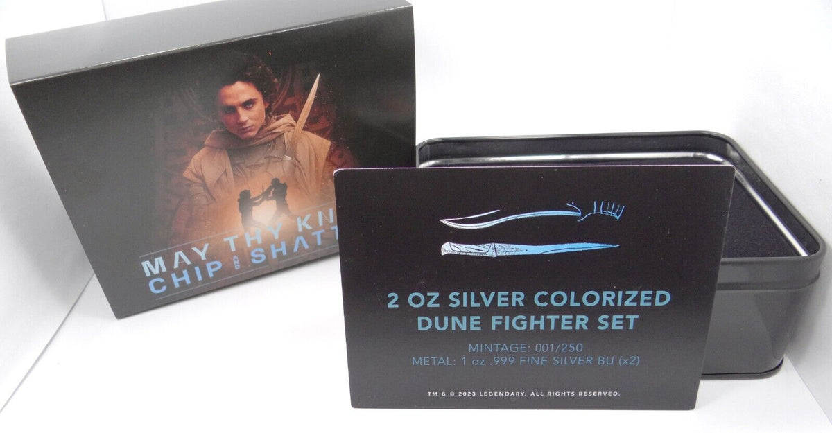 2 X 1 Oz Silver Coin 2044 DUNE 2 2-Coin Colorized Paul/Feyd Fighter Set COA #1