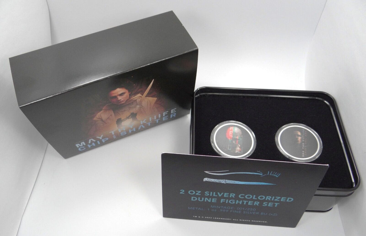 2 X 1 Oz Silver Coin 2044 DUNE 2 2-Coin Colorized Paul/Feyd Fighter Set COA #1