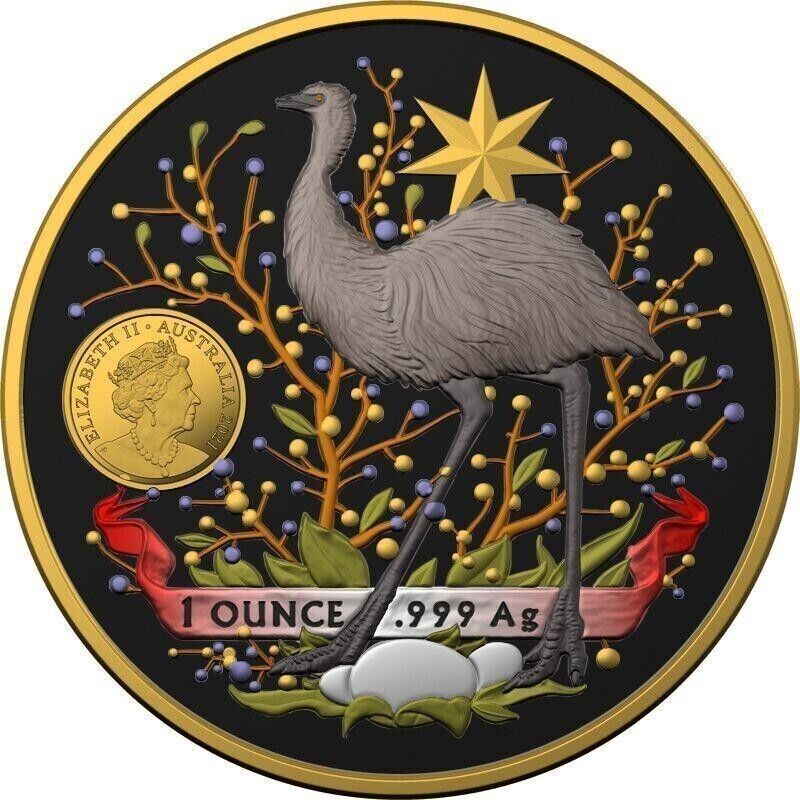 2 X 1 Oz Silver Coin Set 2021 $1 Australian Coat of Arms Kangaroo and Emu Color-classypw.com-10