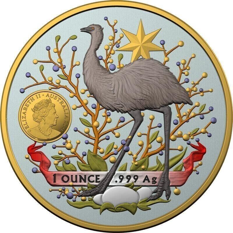 2 X 1 Oz Silver Coin Set 2021 $1 Australian Coat of Arms Kangaroo and Emu Color-classypw.com-11
