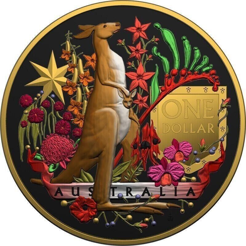 2 X 1 Oz Silver Coin Set 2021 $1 Australian Coat of Arms Kangaroo and Emu Color-classypw.com-12
