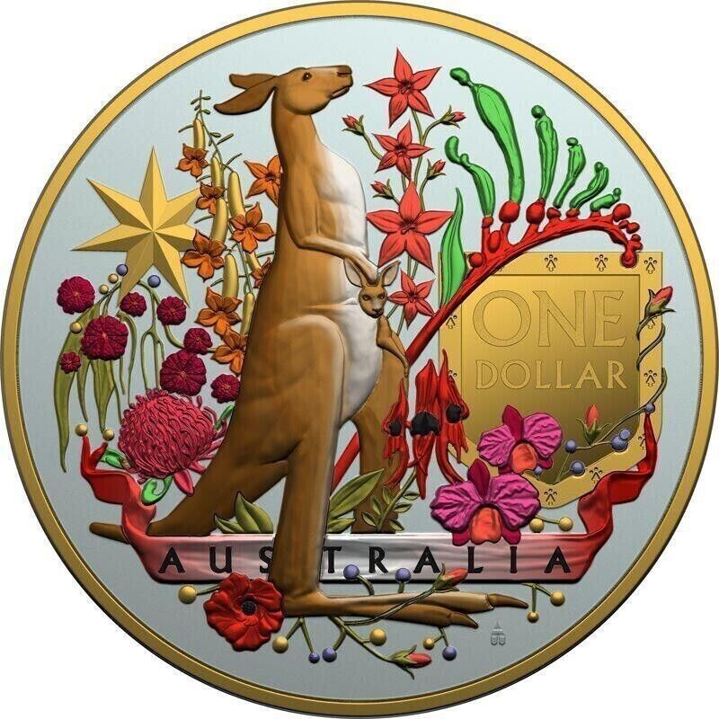 2 X 1 Oz Silver Coin Set 2021 $1 Australian Coat of Arms Kangaroo and Emu Color-classypw.com-9