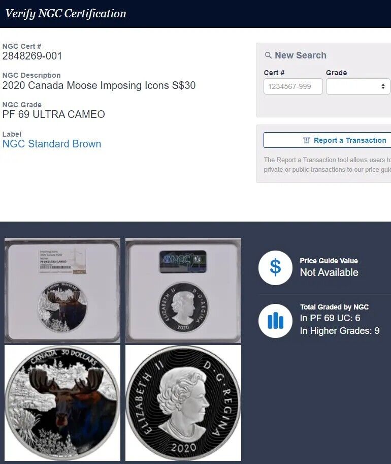 2 oz Silver Coin 2020 Canada $30 Imposing Icons Moose PF 69 Ultra Cameo in Slab