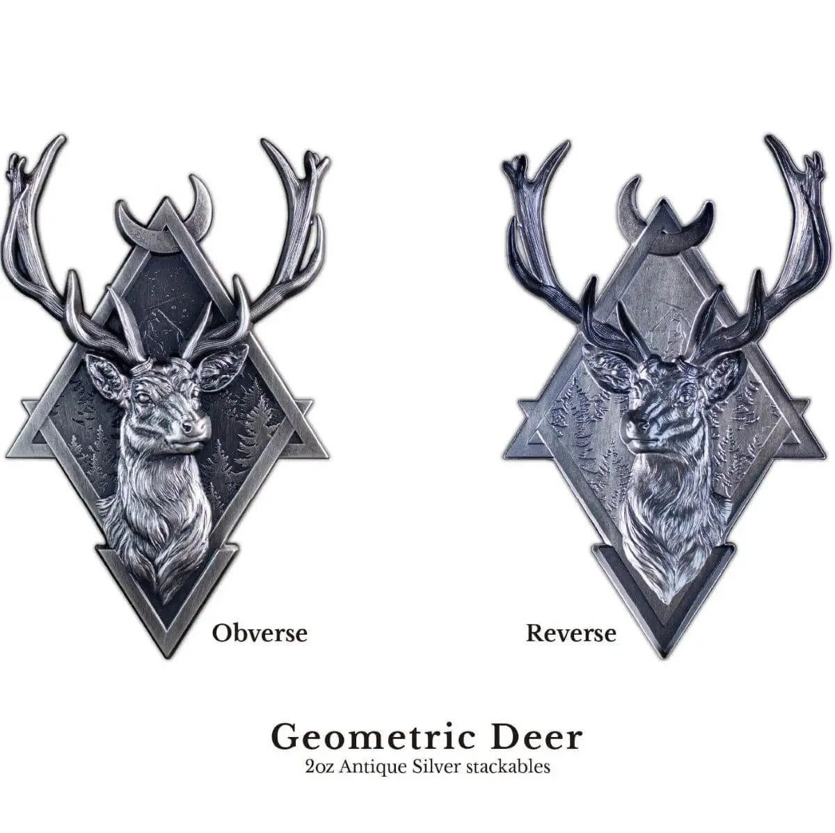 Deer Stack 2 oz Silver Medal 2025 South Korea Geometric Series Deer Stacker KOMSC ...