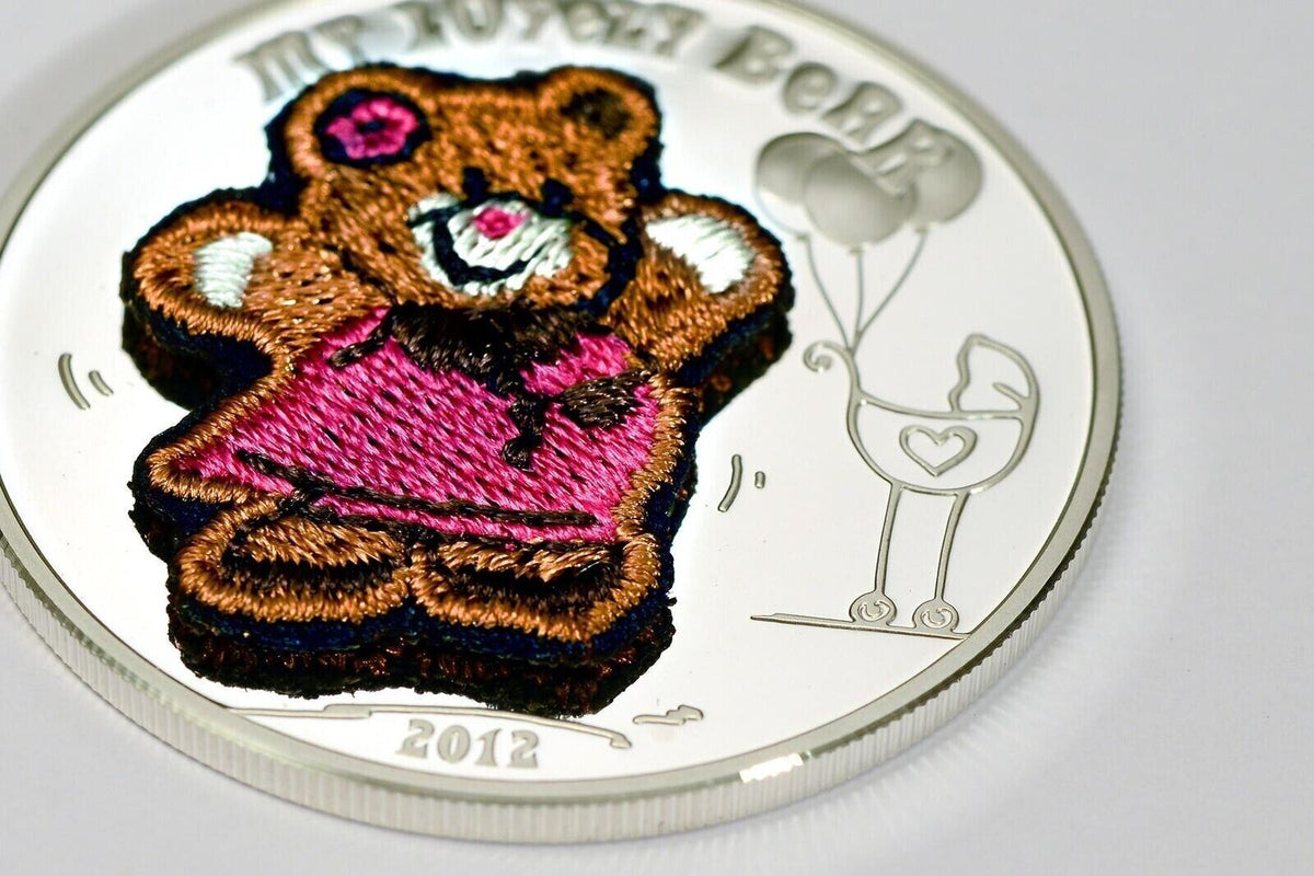 20g Silver Coin 2012 $5 Palau Plush Color Swiss Embroidery - My Lovely Bear-classypw.com-2