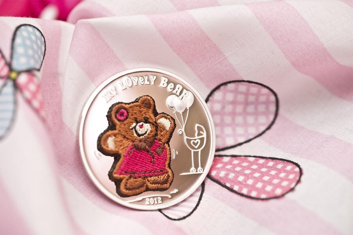 20g Silver Coin 2012 $5 Palau Plush Color Swiss Embroidery - My Lovely Bear-classypw.com-4