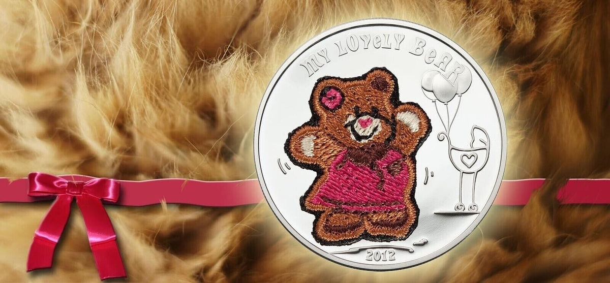 20g Silver Coin 2012 $5 Palau Plush Color Swiss Embroidery - My Lovely Bear-classypw.com-5