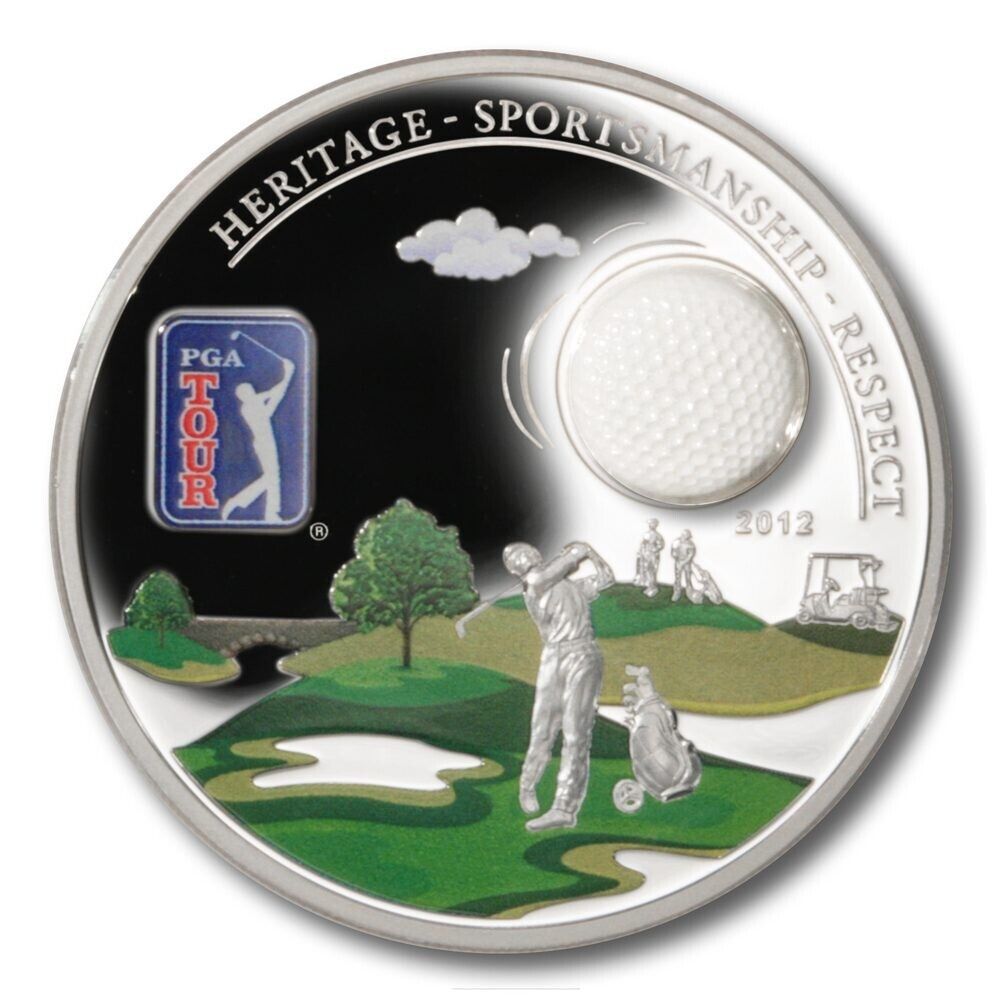 20g Silver Coin 2012 Cook Islands $5 PGA Tour with 3D Golf Ball marble insert-classypw.com-1