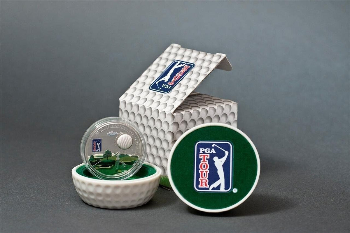 20g Silver Coin 2012 Cook Islands $5 PGA Tour with 3D Golf Ball marble insert-classypw.com-2