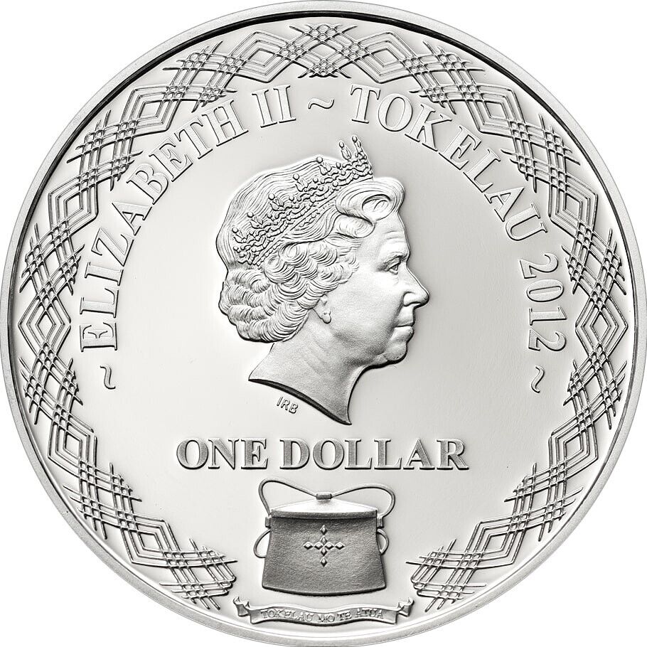 20g Silver Coin 2012 Tokelau $5 Nature Phaeton rubricauda Red-tailed tropicbird-classypw.com-2