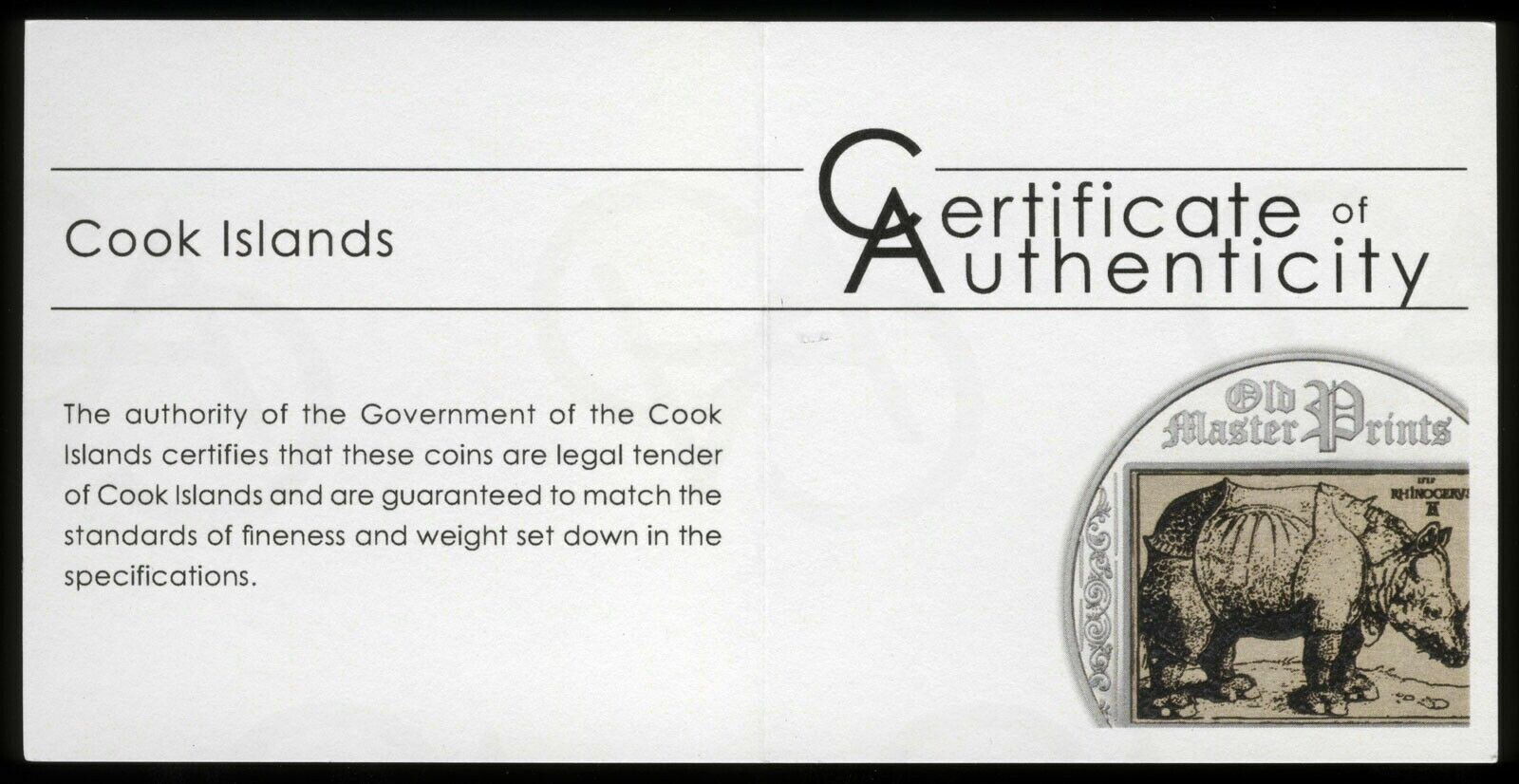 20g Silver Coin 2013 $5 Cook Islands Rhinoceros Albrecht Durer Old Master Prints-classypw.com-3