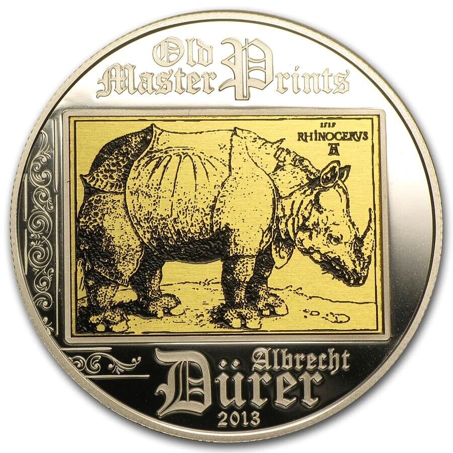 20g Silver Coin 2013 $5 Cook Islands Rhinoceros Albrecht Durer Old Master Prints-classypw.com-5