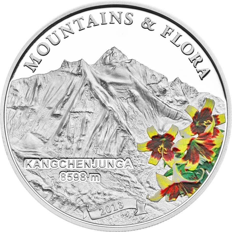 20g Silver Coin 2013 $5 Palau Proof Mountain & Flora Kangchenjunga 8598m-classypw.com-1