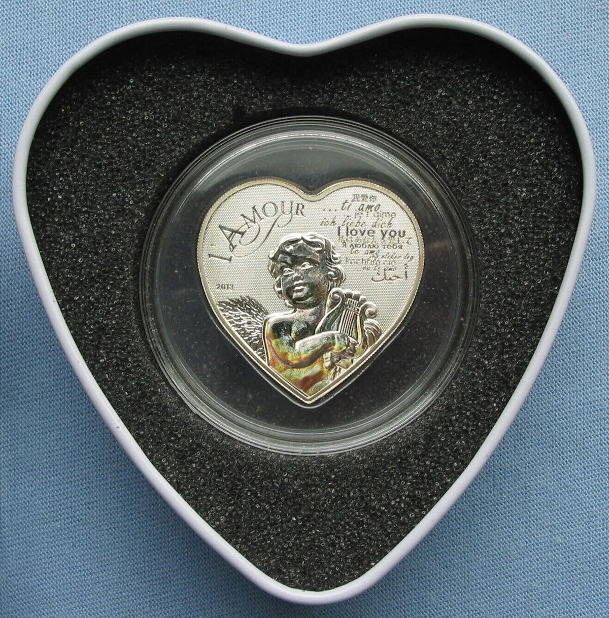 20g Silver Coin 2013 Cameroon 1000 Francs L&#39;Amour Heart of Love Hologram Angel-classypw.com-12