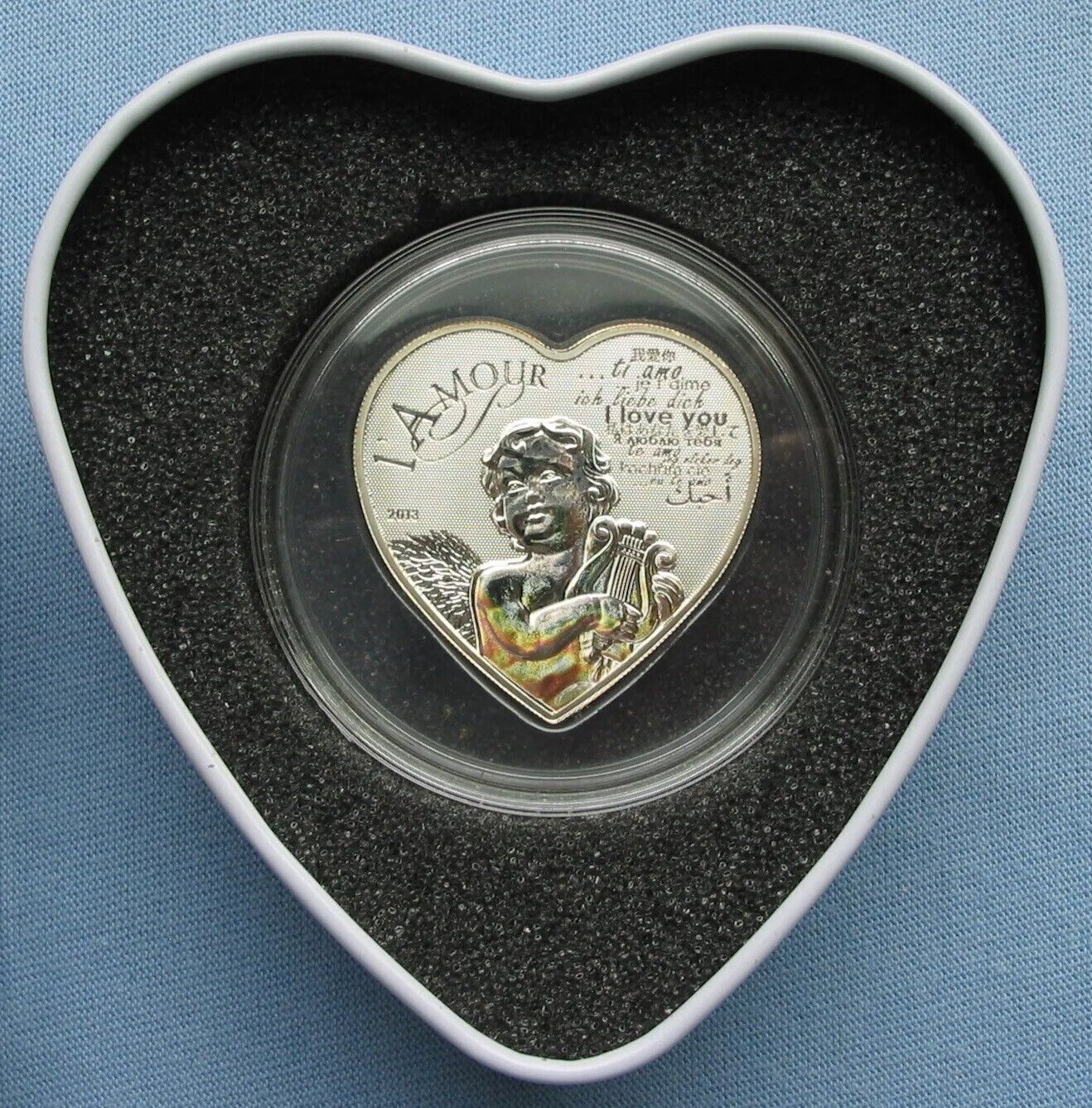 20g Silver Coin 2013 Cameroon 1000 Francs L'Amour Heart of Love Hologram Angel-classypw.com-12