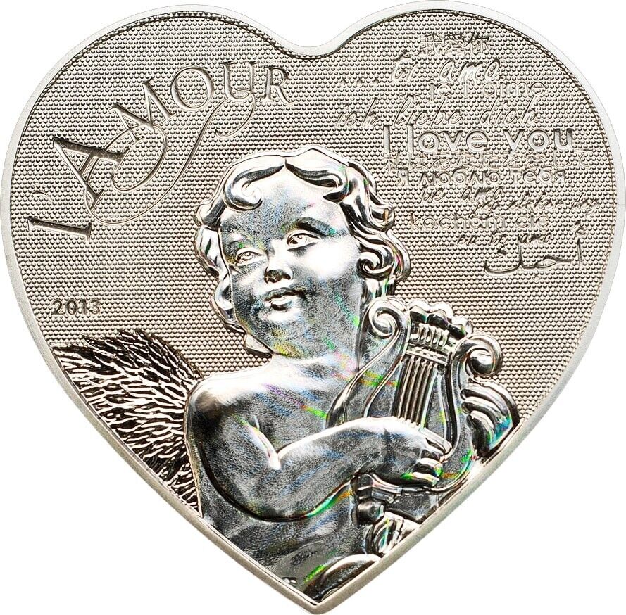 20g Silver Coin 2013 Cameroon 1000 Francs L'Amour Heart of Love Hologram Angel-classypw.com-1