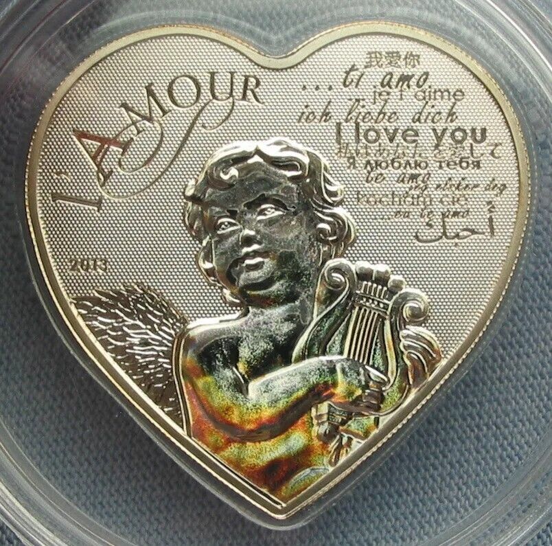 20g Silver Coin 2013 Cameroon 1000 Francs L'Amour Heart of Love Hologram Angel-classypw.com-4