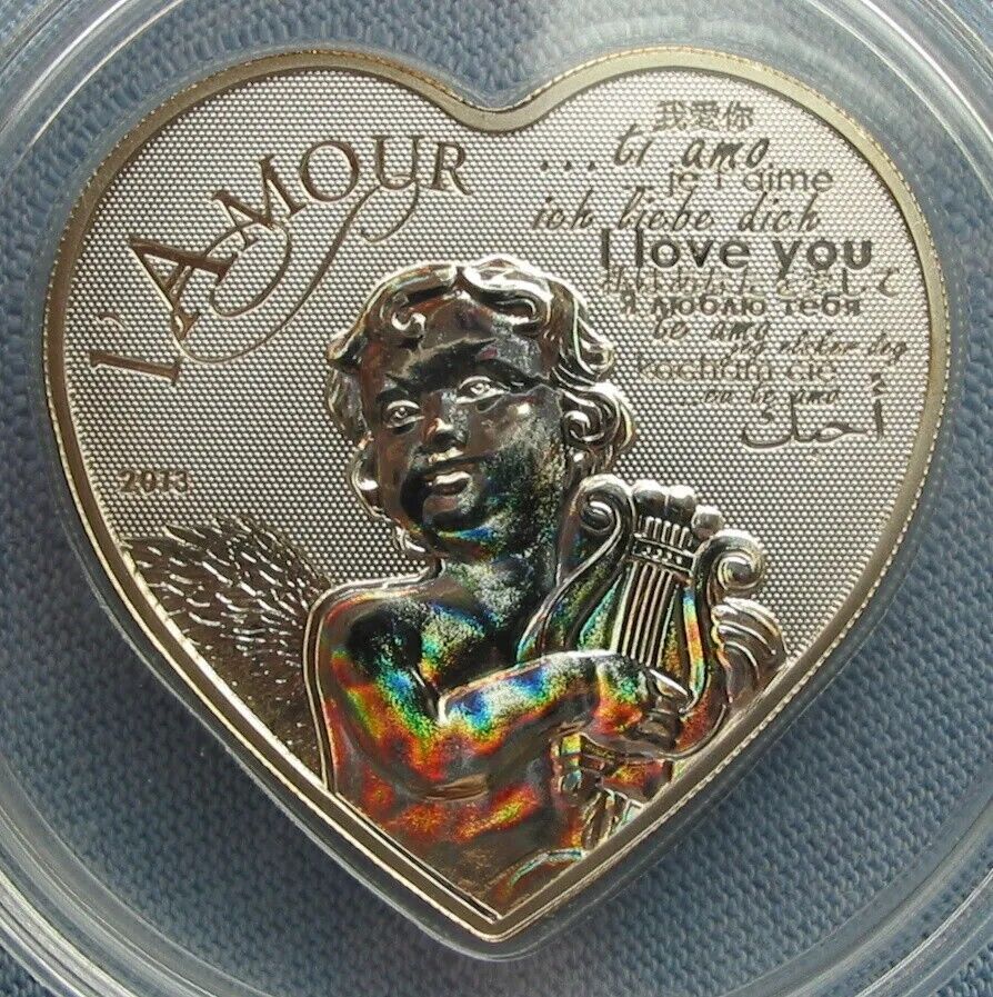20g Silver Coin 2013 Cameroon 1000 Francs L'Amour Heart of Love Hologram Angel-classypw.com-7