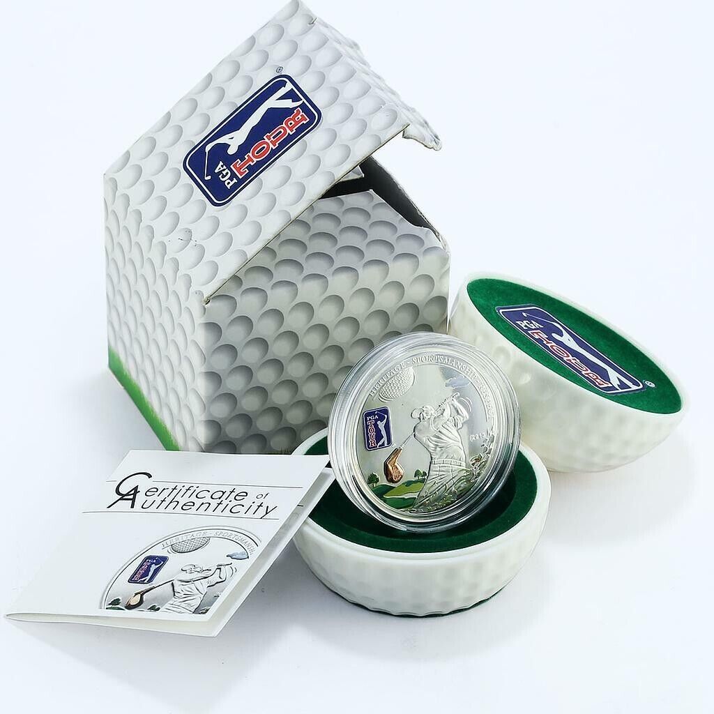 20g Silver Coin 2013 Cook Islands $5 PGA Tour with 3D Golf Club insert-classypw.com-4