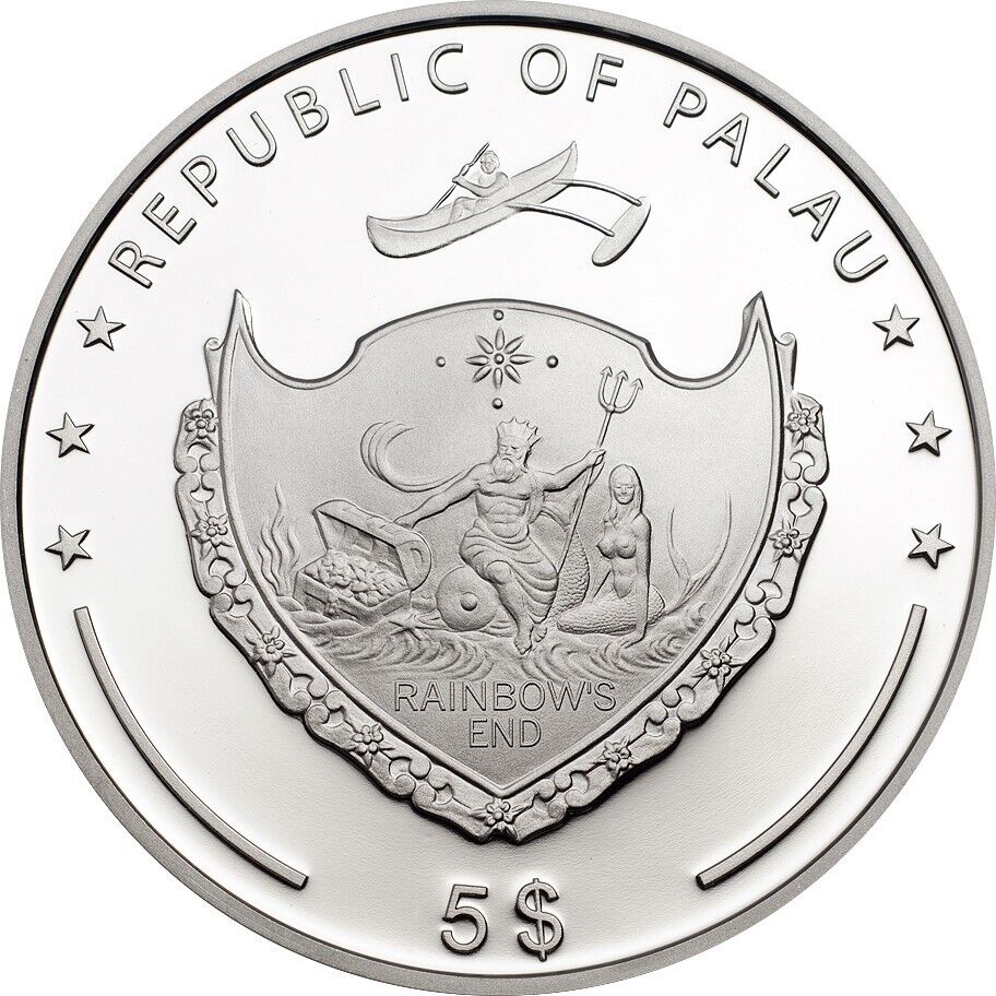20g Silver Coin 2014 $5 Palau Proof Flowers Mountains &amp; Flora Manaslu 8163m-classypw.com-2