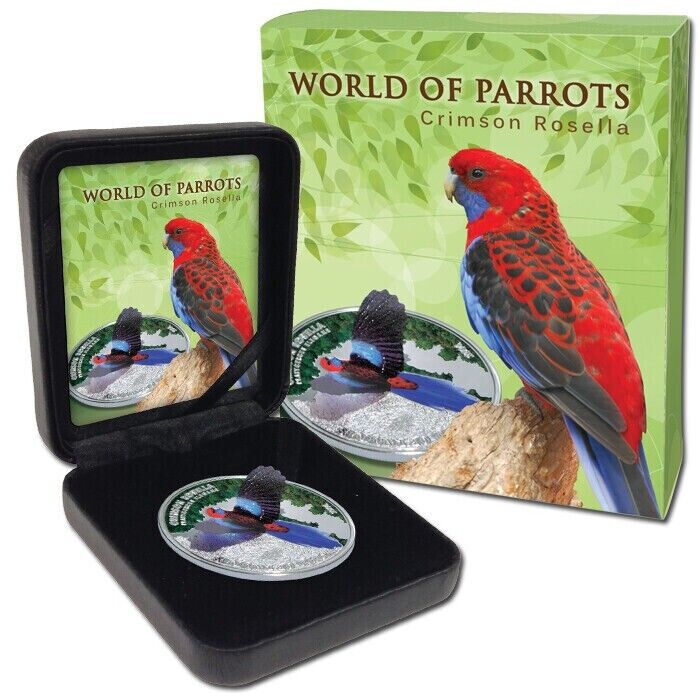 20g Silver Coin 2014 Cook Islands $5 3D Parrot - Crimson Rosella-classypw.com-1