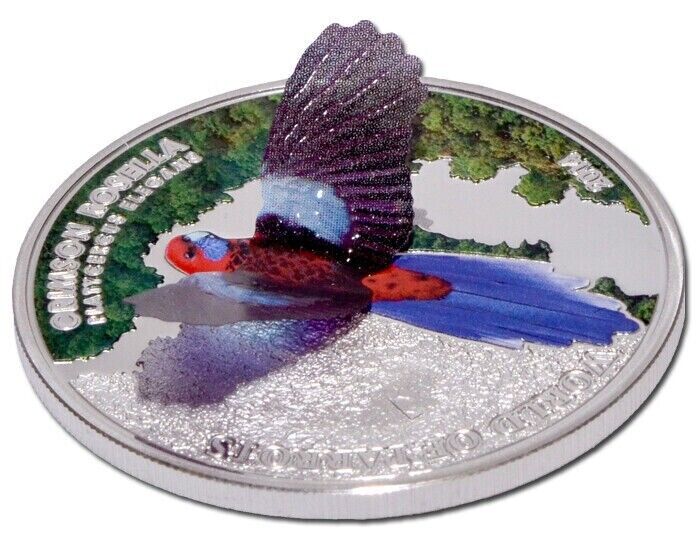 20g Silver Coin 2014 Cook Islands $5 3D Parrot - Crimson Rosella-classypw.com-2