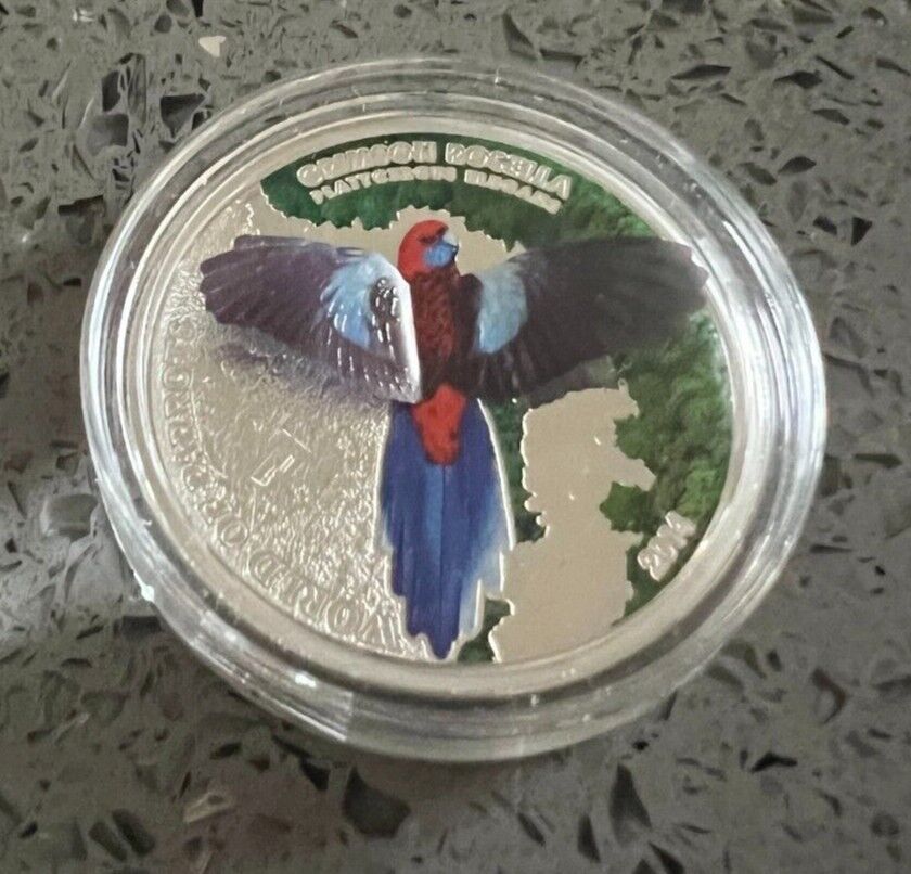 20g Silver Coin 2014 Cook Islands $5 3D Parrot - Crimson Rosella-classypw.com-3