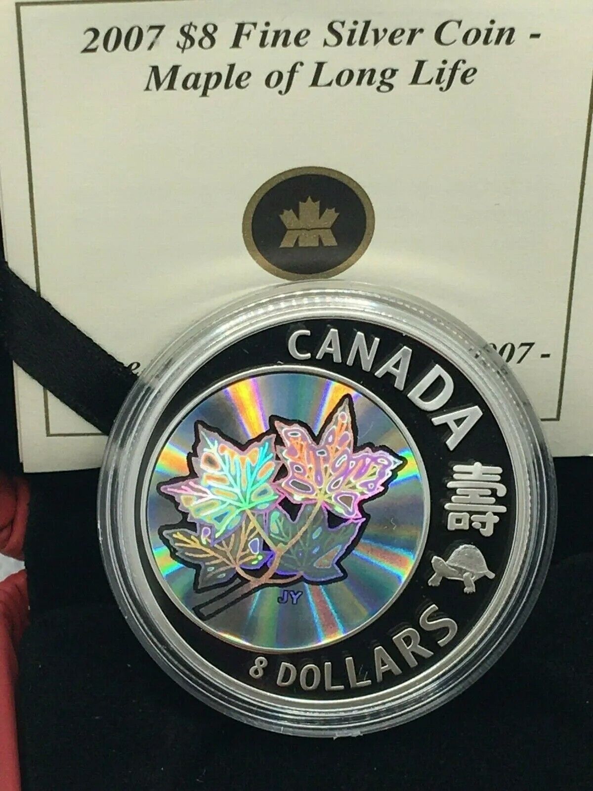 25.18g Silver Coin 2007 Canada $8 Turtle Maple of Long Life Hologram Maple Leafs-classypw.com-4