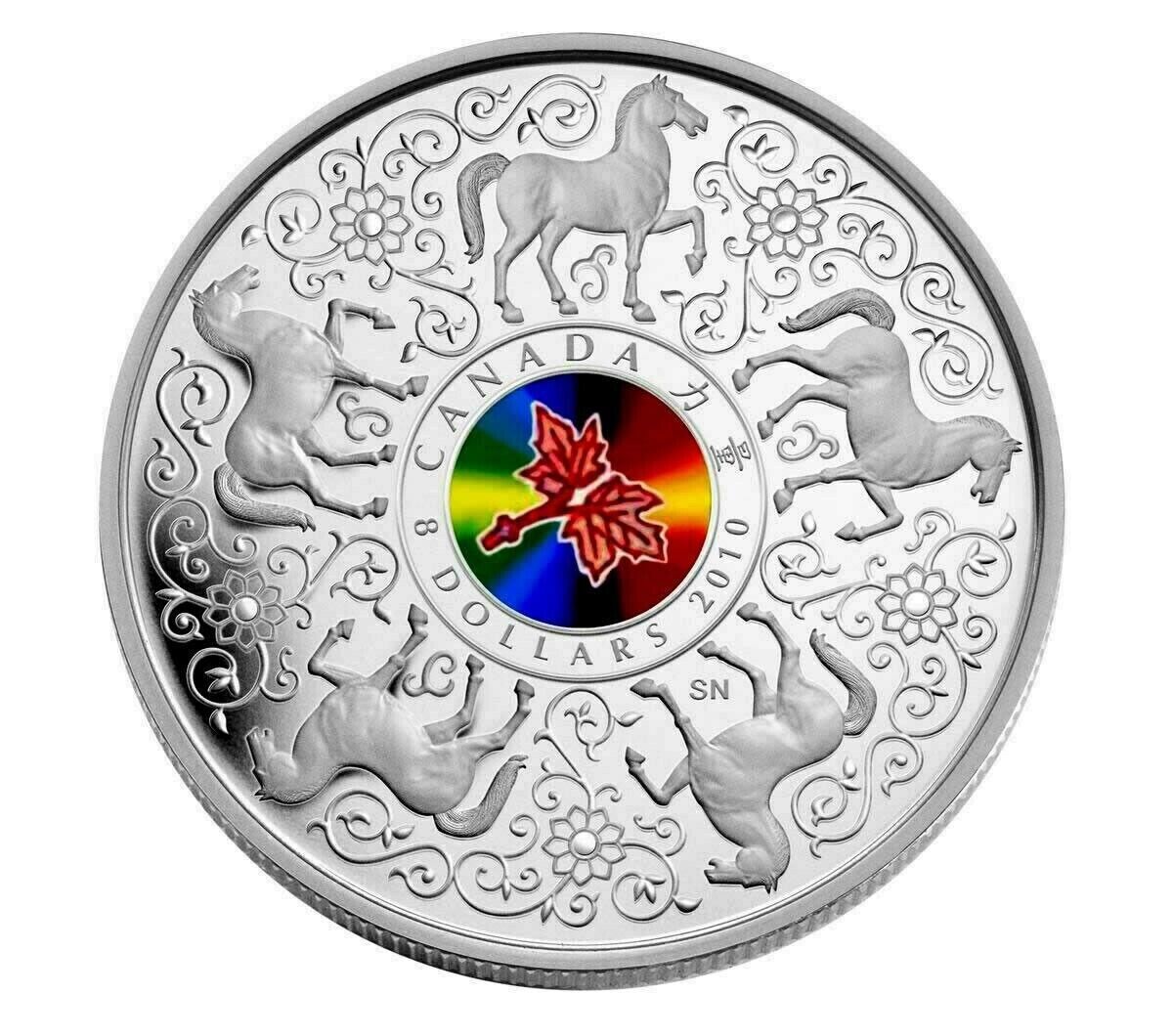 25.3g Silver Coin Sterling 925 2010 Canada $8 Maple of Strength Horse Hologram-classypw.com-1