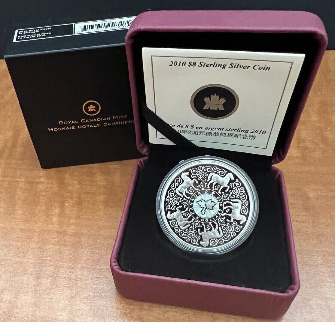 25.3g Silver Coin Sterling 925 2010 Canada $8 Maple of Strength Horse Hologram-classypw.com-3