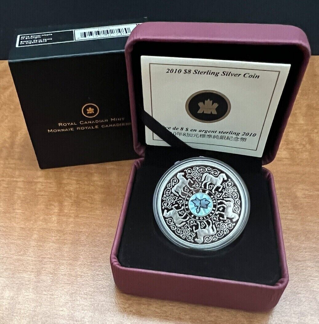 25.3g Silver Coin Sterling 925 2010 Canada $8 Maple of Strength Horse Hologram-classypw.com-4