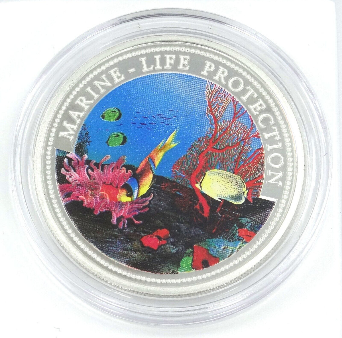 25g Silver Coin 1994 $5 Palau Color Proof Marine Life Protection-classypw.com-1