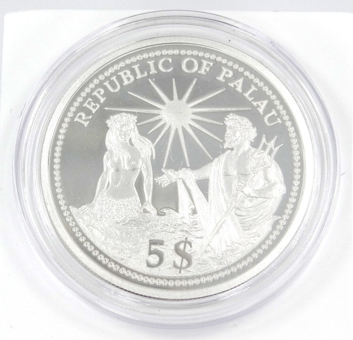25g Silver Coin 1994 $5 Palau independence October 1994 Color Sea Marine Life-classypw.com-2