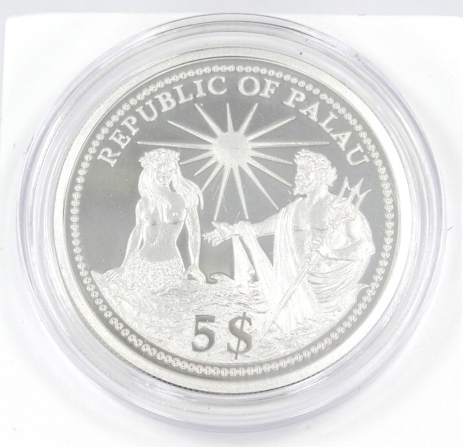 25g Silver Coin 1994 $5 Palau independence October 1994 Color Sea Marine Life-classypw.com-1