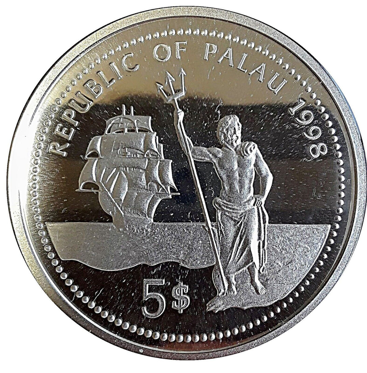 25g Silver Coin 1998 $5 Palau Marine Life Protection Bottle-Nose Dolphin-classypw.com-2