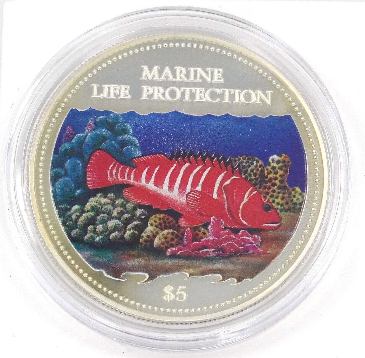 25g Silver Coin 2000 $5 Cook Islands Marine Life Protection Comber Fish-classypw.com-1