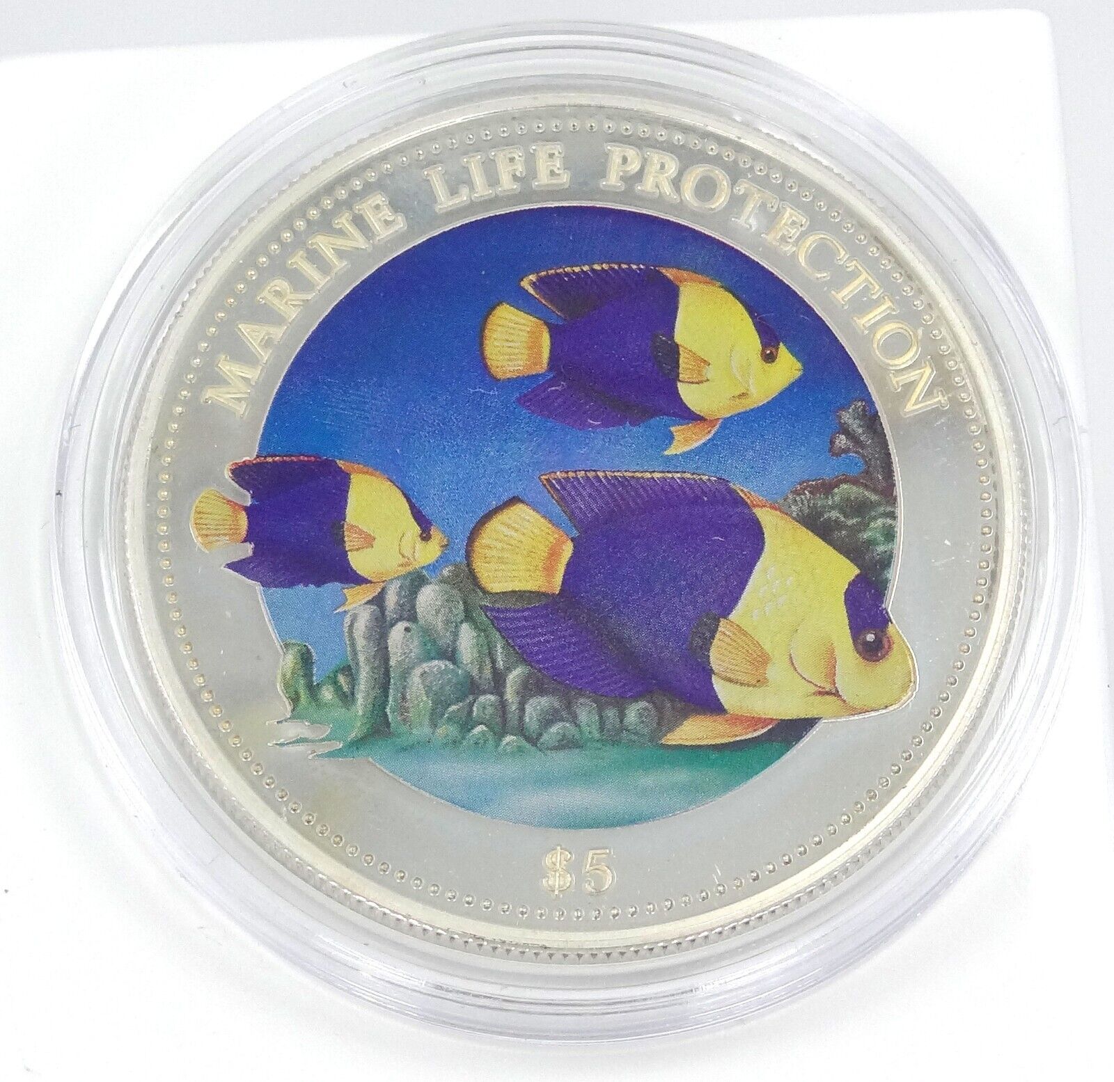25g Silver Coin 2000 $5 Niue Marine Life Protection Yellow Duke Fish-classypw.com-1