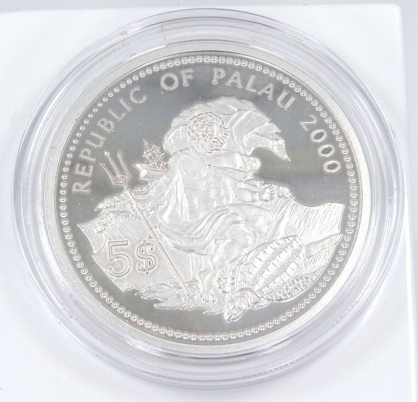 25g Silver Coin 2000 $5 Palau Color Proof Marine Life Protection-classypw.com-1