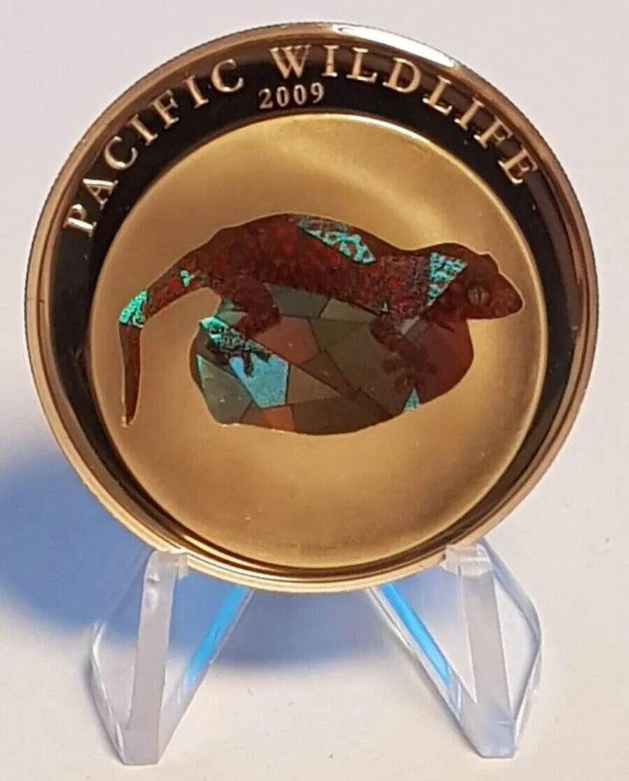 25g Silver Coin 2007 $5 Palau Pacific Wildlife Gecko Prism-classypw.com-1