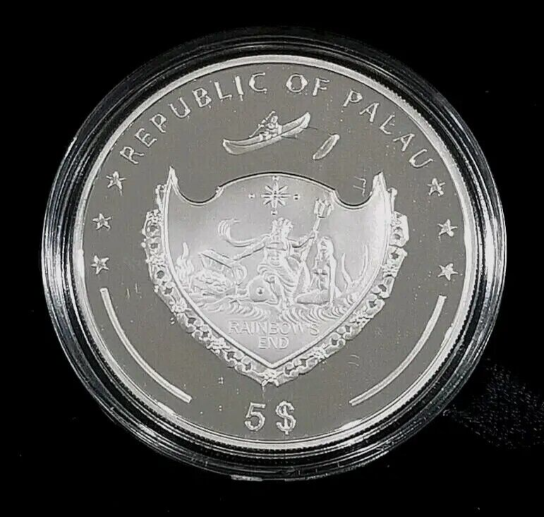25g Silver Coin 2007 $5 Palau Pacific Wildlife Gecko Prism-classypw.com-3