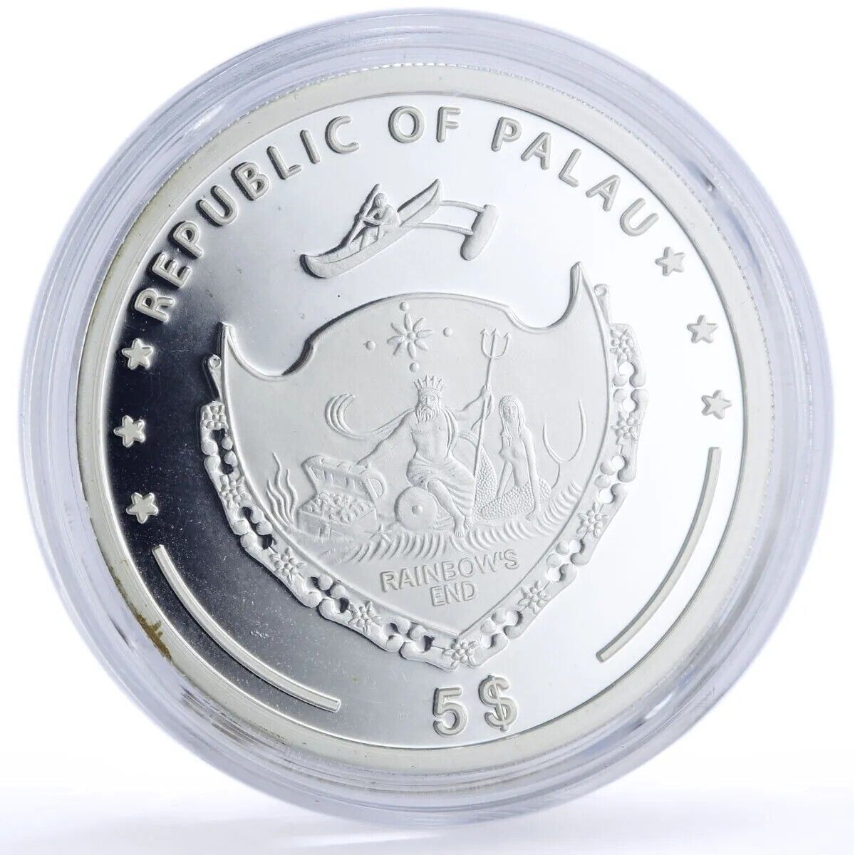 25g Silver Coin 2007 $5 Palau Pacific Wildlife Nautilus Prism-classypw.com-3