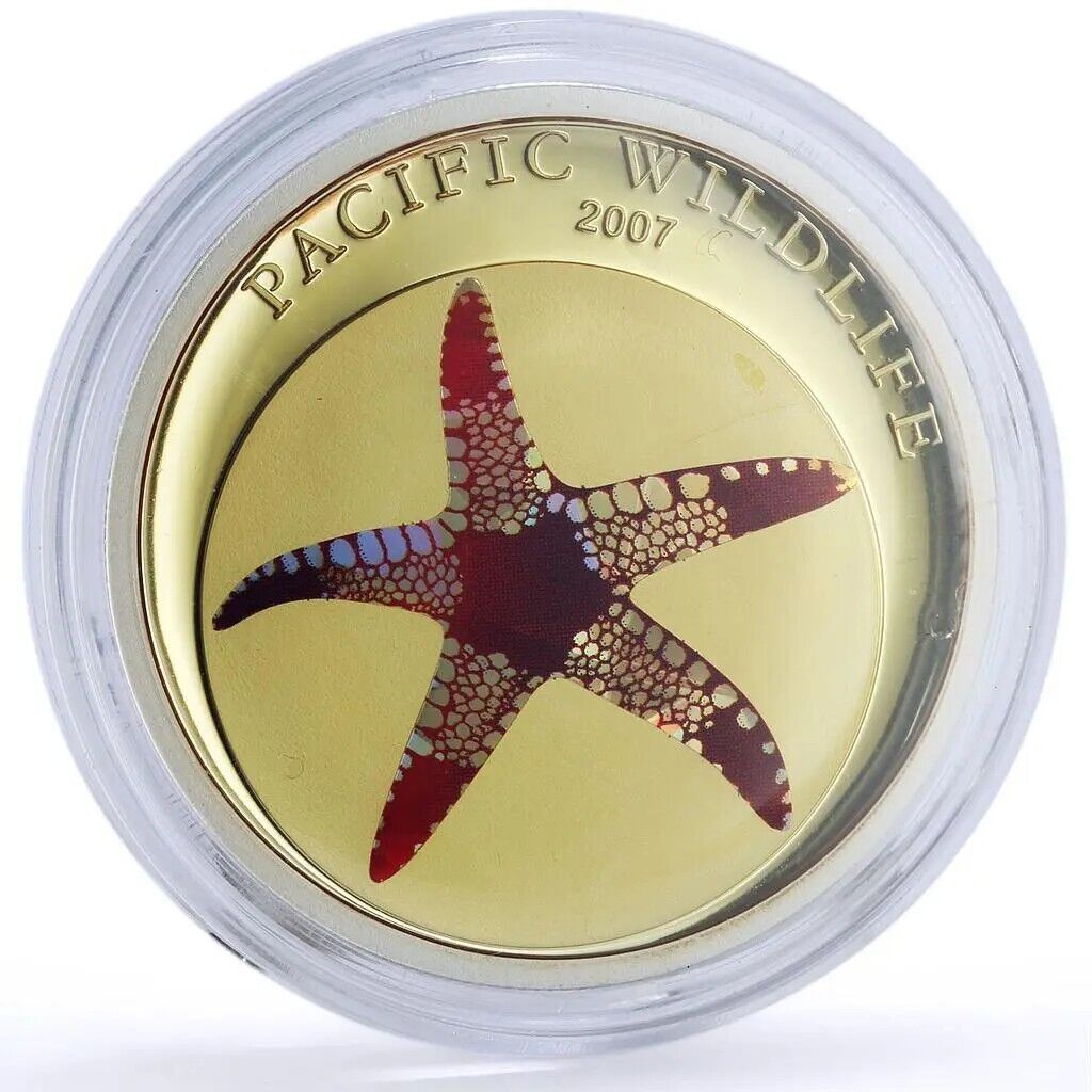 25g Silver Coin 2007 $5 Palau Pacific Wildlife Starfish Prism-classypw.com-1