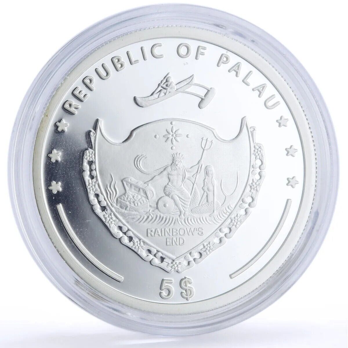 25g Silver Coin 2007 $5 Palau Pacific Wildlife Starfish Prism-classypw.com-3
