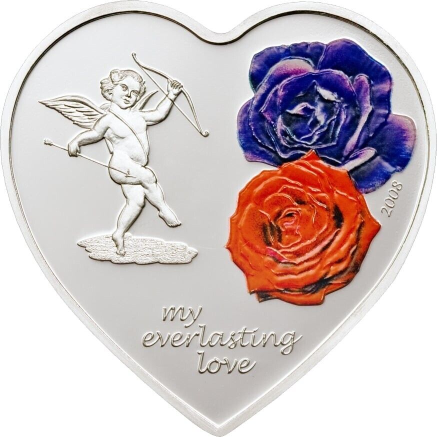 25g Silver Coin 2008 Cook Islands $5 My Everlasting Love Heart Shaped Cupid-classypw.com-1