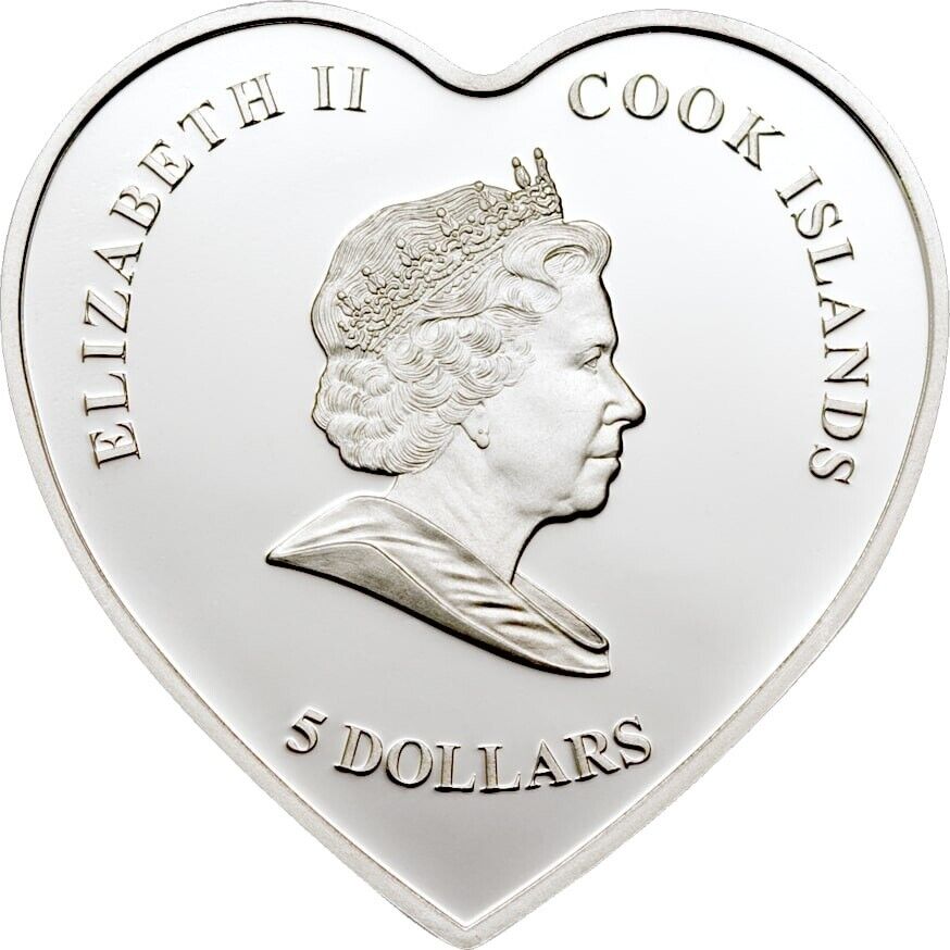 25g Silver Coin 2008 Cook Islands $5 My Everlasting Love Heart Shaped Cupid-classypw.com-2