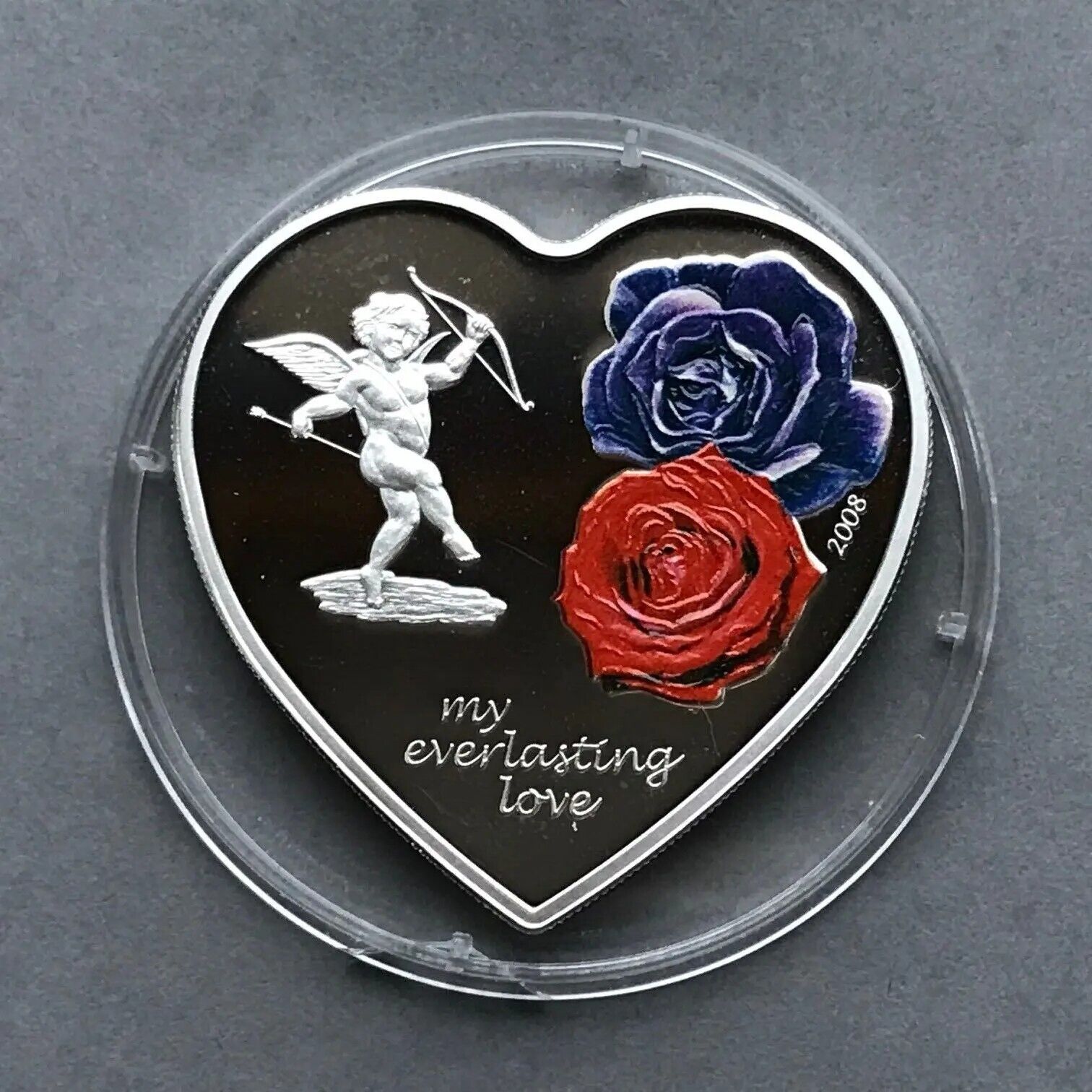 25g Silver Coin 2008 Cook Islands $5 My Everlasting Love Heart Shaped Cupid-classypw.com-3