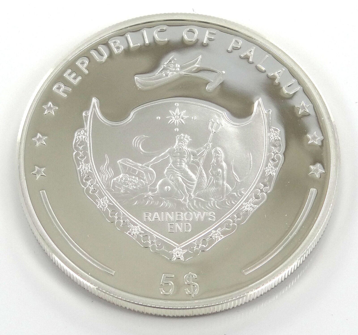 25g Silver Coin 2009 $5 Palau Pacific Wildlife Flagfin Angelfish Prism OGP-classypw.com-4