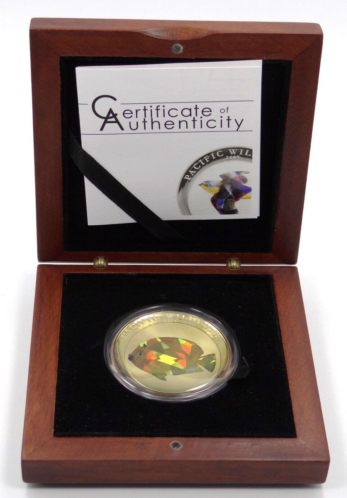 25g Silver Coin 2009 $5 Palau Pacific Wildlife Flagfin Angelfish Prism OGP-classypw.com-5
