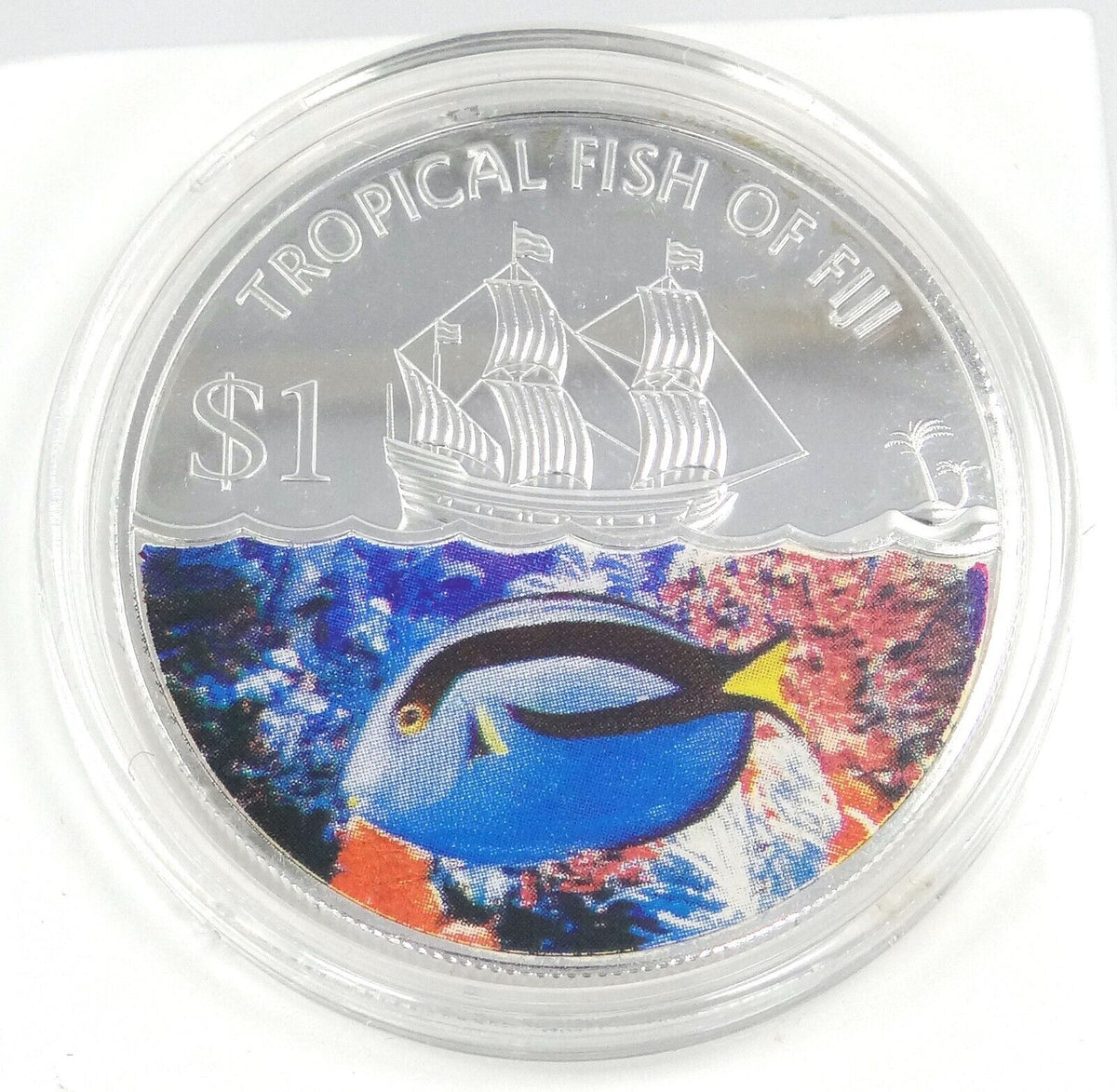25g Silver Coin 2009 Fiji $1 Tropical Fish of Fiji Damsel Fish-classypw.com-1