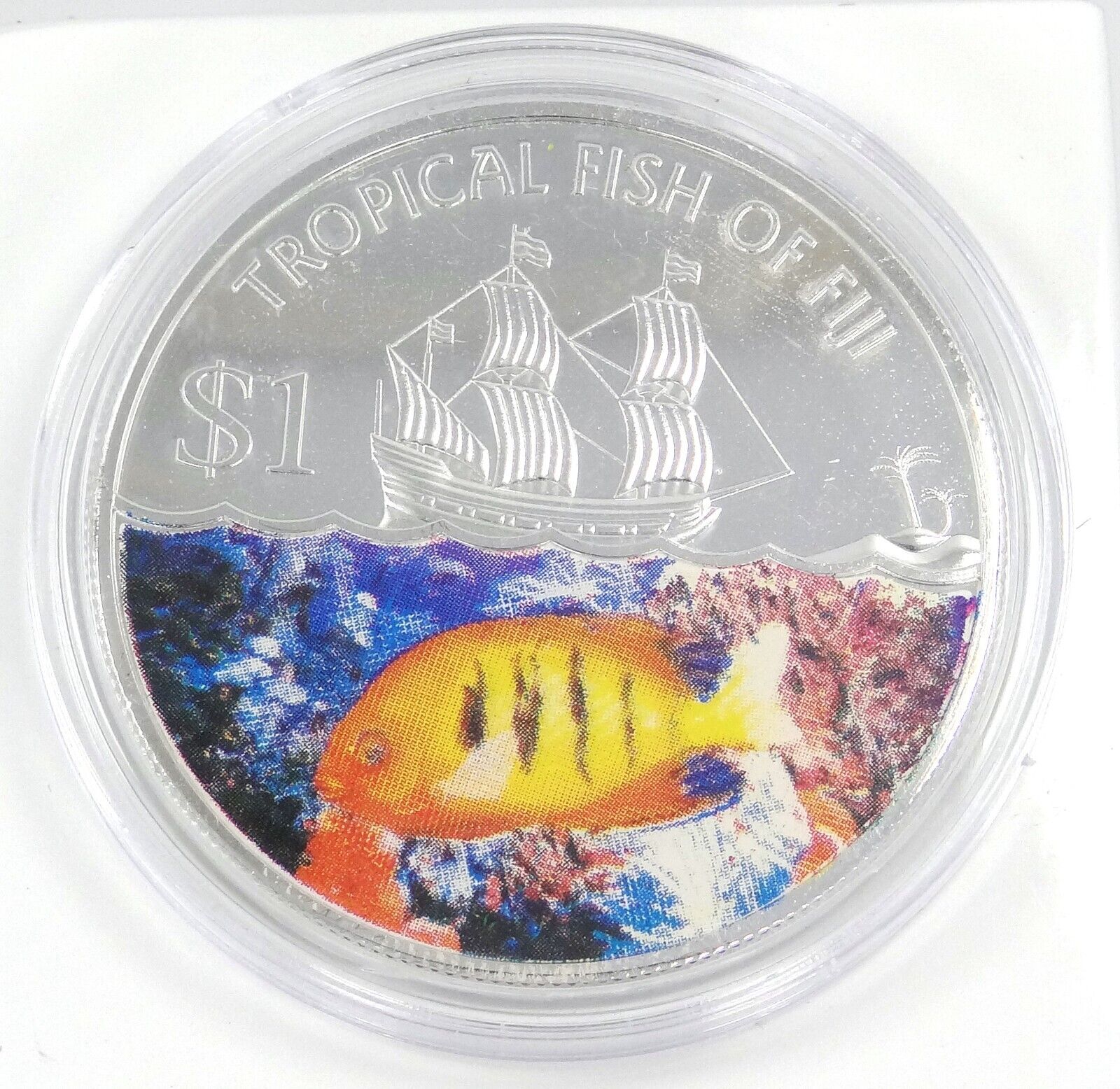 25g Silver Coin 2009 Fiji $1 Tropical Fish of Fiji Flame Angelfish-classypw.com-1
